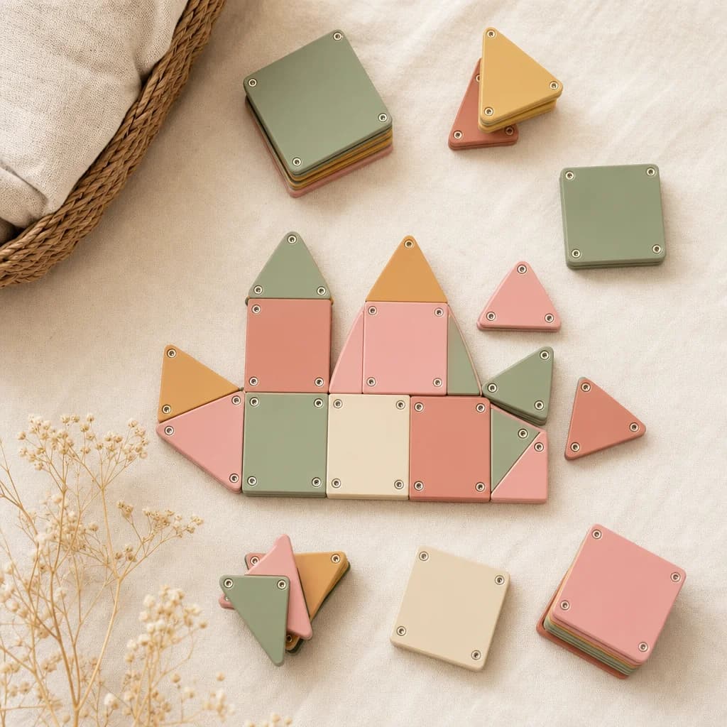 Pastel panels arranged flat on linen